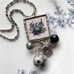 Vintage Bird Artwork Charm Necklace