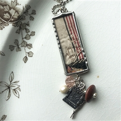 Antique Crazy Quilt Charm Necklace