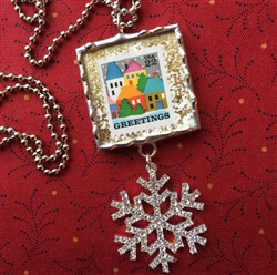 Christmas Stamp Charm Necklace
