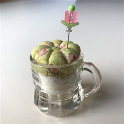 Antique Child's Glass Mug Pincushion