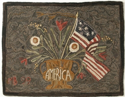 American Floral Hooked Rug Canvas