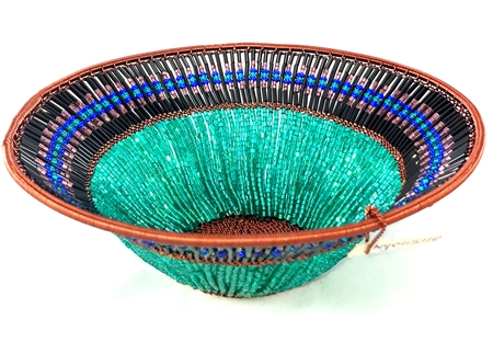 Beaded Lampshade Bowl  - Green