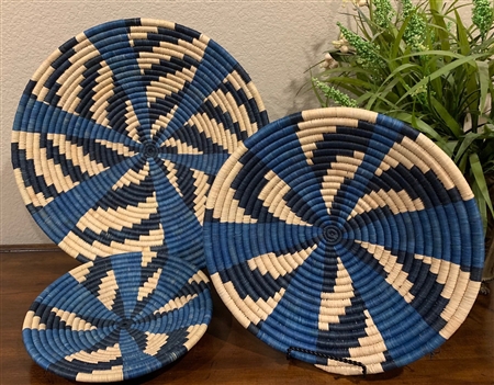 Raffia Basket Blue/Cream