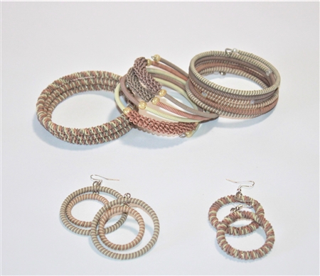 Spiral Bracelets & Earrings - Antique Rose