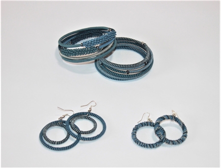 Spiral Bracelets & Earrings - Blue