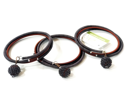 Spiral Color block Bracelet with woven beaded ball - Burnt Clay