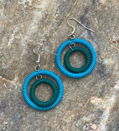 Spiral Double Ring Earring - dark blues