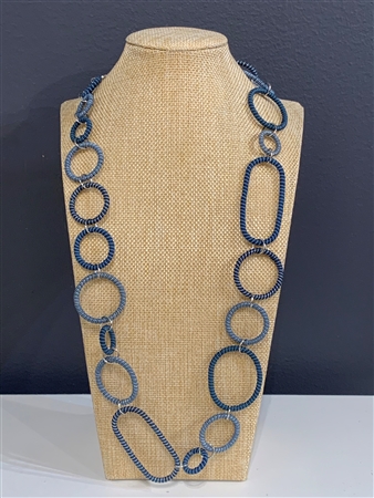 Spiral Necklace Striped  - Blue