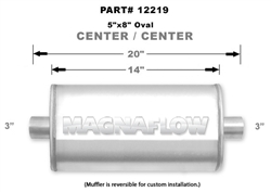 Magnaflow 5x8 Singe 3" In/Single 3" Out 14" Stainless Muffler