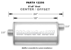 Magnaflow 5x8 Singe 2.5" Center In/Single 2.5" Offset Out 18" Stainless Steel Muffler