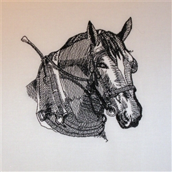 Percheron Horse Head with Harness