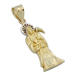 14KTDCP1003 - 14KT Gold Santa Muerte Pendant 28mm