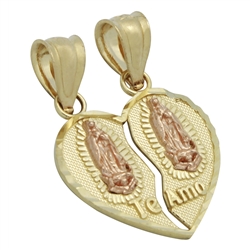 14KTDCP1038 - 14KT Gold Guadalupe Heart Charm Pendant