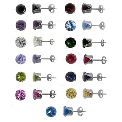 4mm Round CZ Stamping Stud Earrings