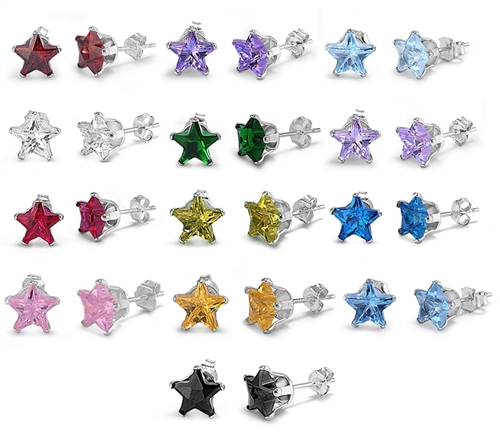 4x4MM Star CZ Stamping Stud Earrings