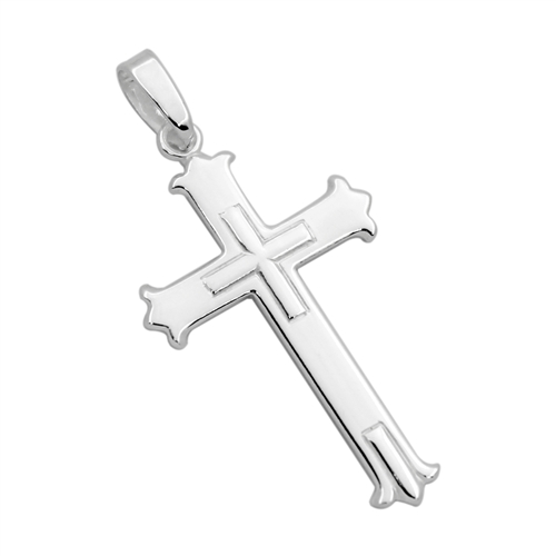 CRP23 - Silver High Polished Cross Pendant