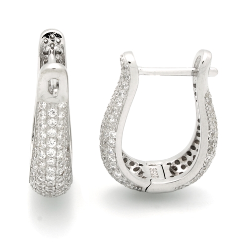 CZHUG01 - Silver CZ Huggie Style Earrings