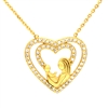 CZNK01-G Sterling Silver CZ Mother Child Necklace - Gold Plated