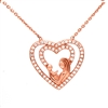 CZNK01-R Sterling Silver CZ Mother Child Necklace - Rosegold Plated