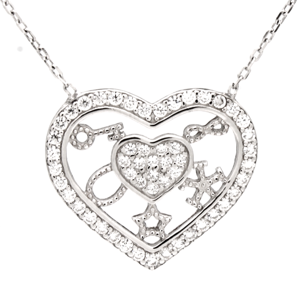 CZNK03-S Sterling Silver CZ Goodluck Necklace