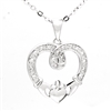 CZNK04-S Sterling Silver CZ Claddagh Necklace