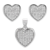 CZSS1002 Sterling Silver Micropave Hearts Pendant Earrings Set