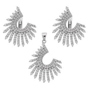 CZSS1010 Sterling Silver Sun rays Micropave CZ Set