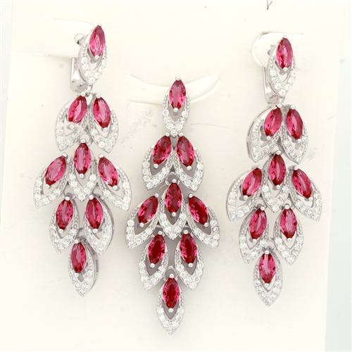 CZSS1012-RU Sterling Silver Marquis Red Ruby CZ Sets