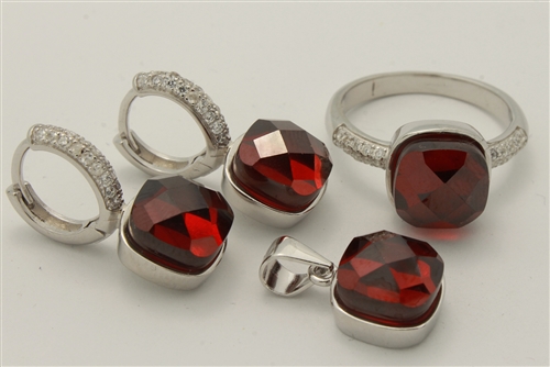 CZSS1013-GA Sterling Silver Faceted CZ Sets
