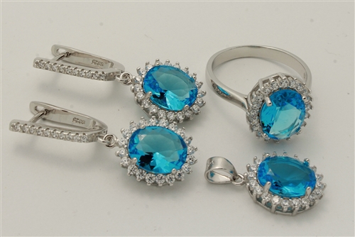 CZSS1014-BT Sterling Silver Oval CZ Sets