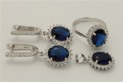 CZSS1014-SA Sterling Silver Oval CZ Sets