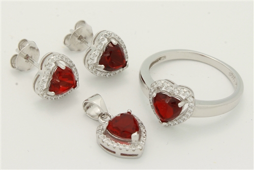 CZSS1016-GA Sterling Silver Heart CZ Sets