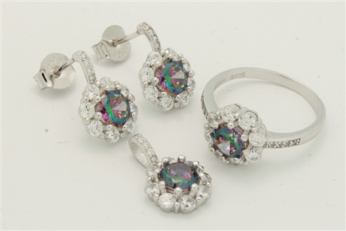 CZSS1017-MY Sterling Silver Round CZ Sets