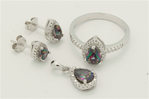 CZSS1019-MY Sterling Silver Teardrop CZ Sets