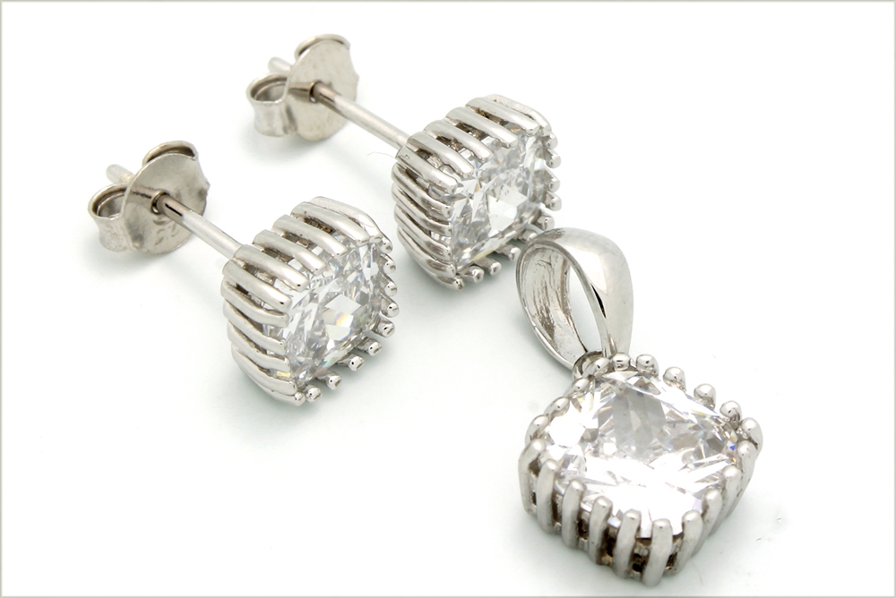 CZSS1022-CR Sterling Silver Squared CZ Sets