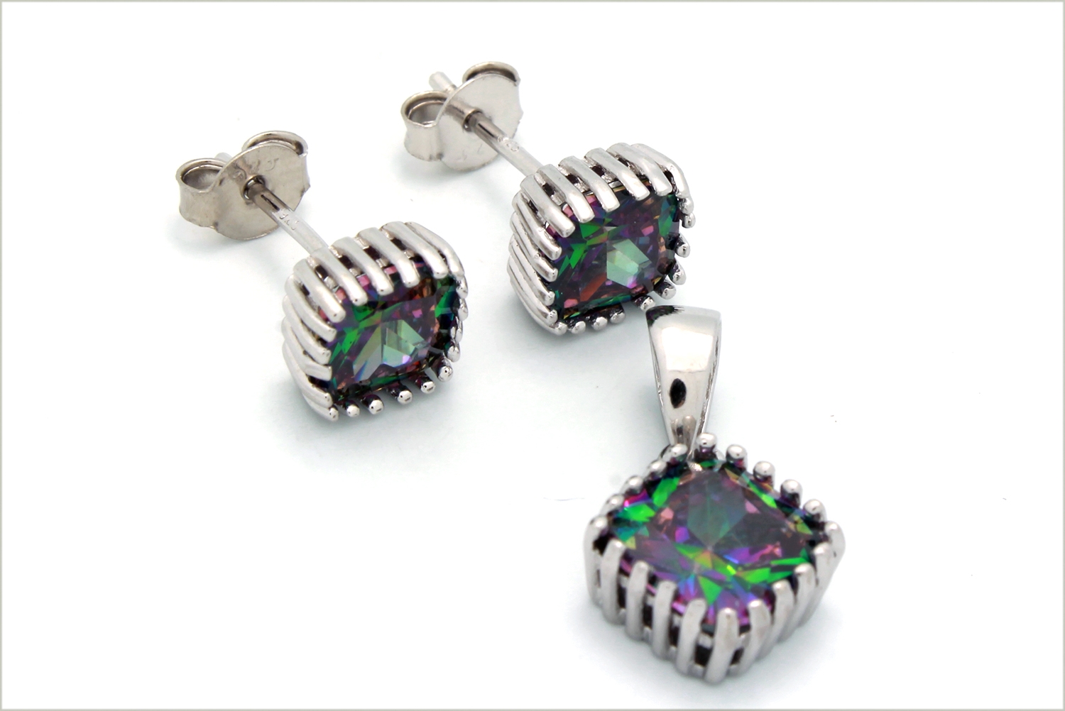 CZSS1022-MY Sterling Silver Squared CZ Sets