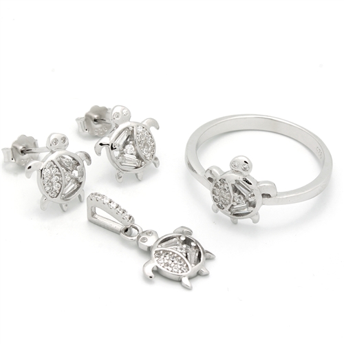 CZSS1025 Sterling Silver Turtle CZ Sets