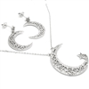 CZSS1034 Sterling Silver Crescent Moon Star CZ Sets