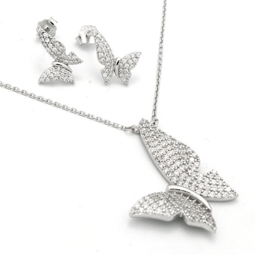 CZSS1036 Sterling Silver Butterfly CZ Sets