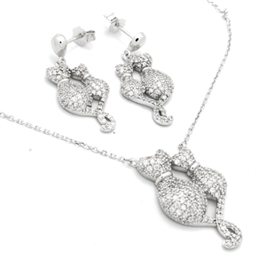 CZSS1037 Sterling Silver Cats CZ Sets