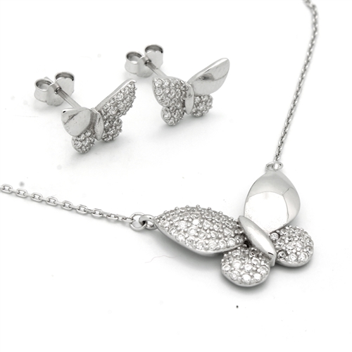 CZSS1038 Sterling Silver Butterfly CZ Sets