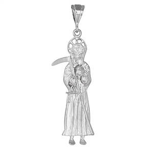 DCP1008 Silver Regular DC Santa Muerte Pendant 73mm