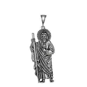 DCP1017 Silver Oxidize San Judas Pendant 60mm