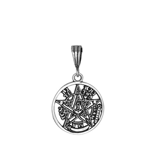 DCP1020 Silver Oxidize Pentagram Pendant 22mm