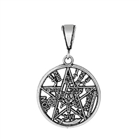 DCP1021 Silver Oxidize Pentagram Pendant 27mm