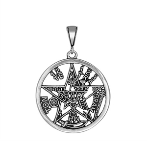 DCP1022 Silver Oxidize Pentagram Pendant 40mm