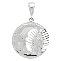 DCP1037 Silver Guadalupe Sun Pendant 32mm