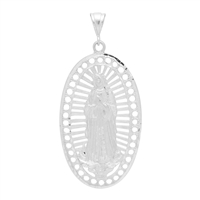 DCP1038 Silver Guadalupe Sun Pendant 75mm