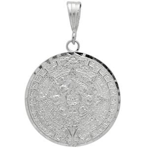 DCP1043 Silver DC Aztec Calendar Pendant 45mm