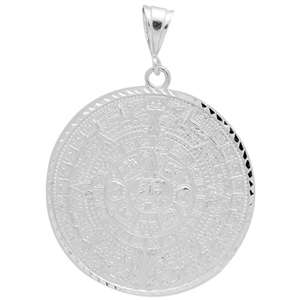 DCP1044 Silver DC Aztec Calendar Pendant 53mm